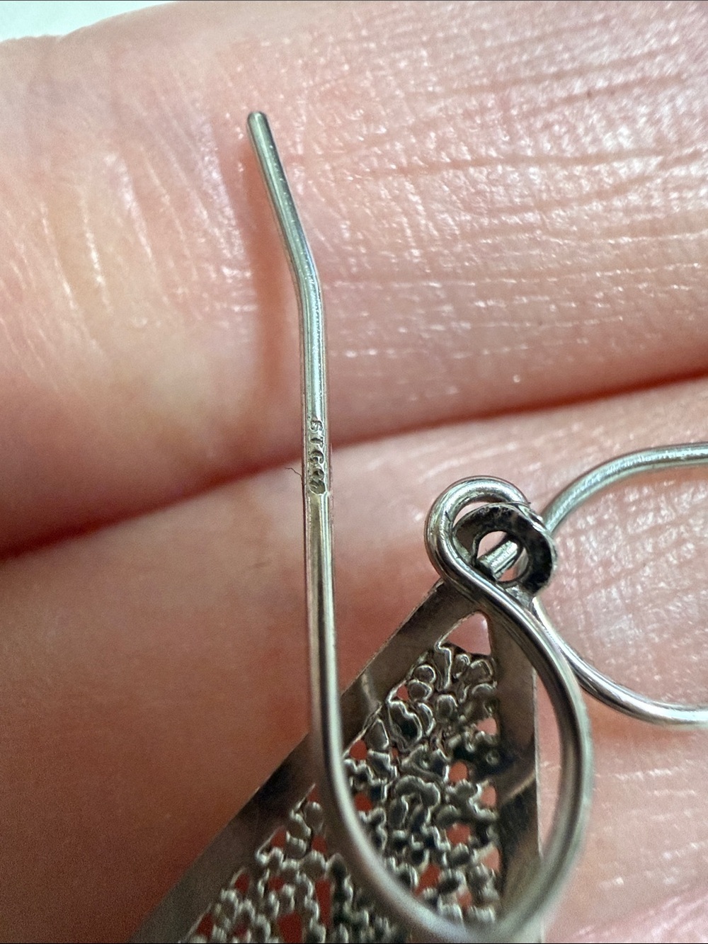 Sterling Silver Heart Filigree Drop Earrings - Picture 6 of 9